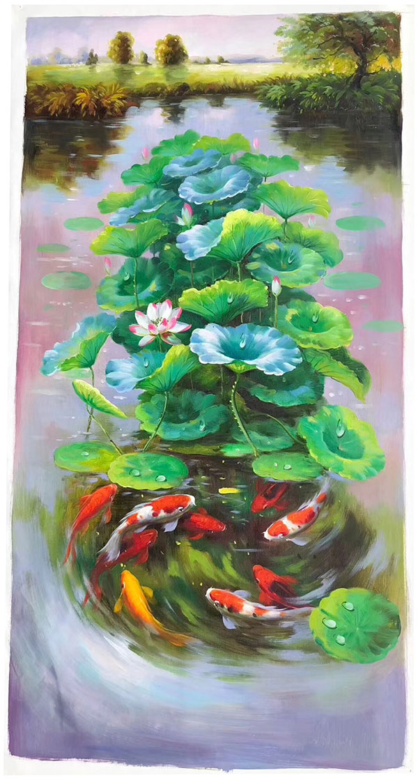 Compatible Landschaft JAHRRIESNGE  for lotus-and-fish-lpg0594 